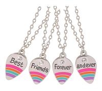 Collana Amicizia per 4 Pezzi, Lega di Zinco, Ragazze e Sorelle | Set Condiviso per Amiche del Cuore, Motivo Arcobaleno, Scuola e Festa, Regalo per Laurea e Compleanno
