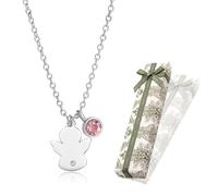 Collana Angelo Custode in Or rose, Collana con ciondolo Angelo, regali di battesimo, comunione e compleanno per ragazze e bambini（Con scatola regalo