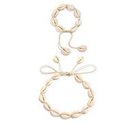 Collana annodata a mano con conchiglie naturali estive da spiaggia e vento.