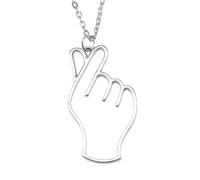 Collana antica color argento 42x29mm con gesto d'amore cavo per donne