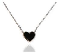 collana argento 925 cuore onice nero girocollo donna collier regolabile 14 12 mm