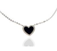 collana argento 925 cuore onice nero girocollo donna collier regolabile 14 12 mm