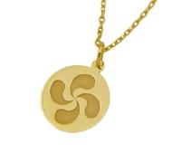 Collana argento sterling 925 22 mm catena 18 pollici croce basca - ciondolo lauburu unico gioielli con simbolo spirituale accessorio religioso fatto a mano per la fede placcatura oro |LKRPG_01908