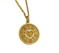 Collana argento sterling 925 22 mm catena 18 pollici rosa Lutero - gioielli fede luterana simbolo cristiano per lui religioso placcatura oro |LKRPG_01641
