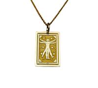 Collana argento sterling 925 24x16 mm catena 18 pollici rettangolare l'uomo di vinci gioielli dipinto dell'uomo migliore amico placcatura oro|LKRPG_00987