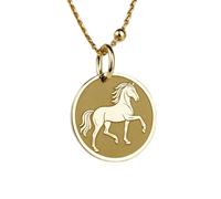 Collana argento sterling 925 28 mm catena 18 pollici gioielli segno del cavallo nello zodiaco cinese amuleto l'anno di nascita compleanno simbolo della libertà placcatura oro|LKRPG_00709