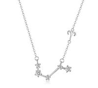 Collana Ariete Ciondolo in argento sterling Constellation, 12 Oroscopo Segno Regali di compleanno di marzo-aprile per le donne,Catena di gioielli con stelle zodiacali Astrologia Catena 18 "