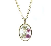 Collana Artigianale con Ciondolo in Resina Trasparente e Fiore Essiccato - Ibisco o Margherita Naturale - Gioiello Unisex Fatto a Mano - Regalo Elegante e Originale (Ibisco)