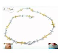 Collana ARTIGIANALE in Argento da 925 con Croci di Madonne Uomo e Donna e P Oro