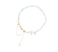 Collana artistica con ciondolo a forma di uccellino con pietre irregolari, da donna, a forma di U, catena per collo a forma di U