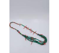 Collana Atene corallo rosso cristalli verdi e giada gioielli fatti a mano