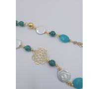 Collana Aura occhio di gatto verde giada verde e perle