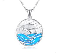 Collana balena in argento sterling 925 blu opale balena ciondolo collana mare balena gioielli oceano regali per donne donne ragazze mare animali balena amanti