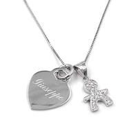 Collana Bebè Boy in Argento 925 e Zirconia Bianca con Medaglietta Cuore Personalizzabile con il nome del tuo Bambino Argento