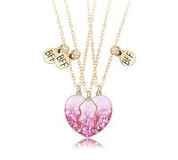 Collana BFF per 3, 3 Pz Collana Cuore Spezzato Collana Amicizia per 3 Collane per Bambine e Ragazze Collana Dell'amicizia Gioielli Regalo per Ragazze