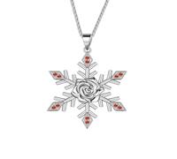 Collana Black Rose Strength, elegante collana con pendente a forma di fiocco di neve con rosa, gioielli natalizi da regalare alle donne (Silver)