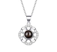 Collana Bloom Folder 'Dich ich Liebe' con incisione in 100 lingue, collana d'amore per la fidanzata, regali per le donne, festa della mamma, San Valentino, Natale, Mittelgroße, bronzo (argentato)