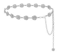 Collana blu Gold Silver Color Rose Chain Belt Womens Fashion Metal Thin Shiny Flower Belts Female Jeans Dress Decoration Belt Collana in pelle (argento, taglia unica)