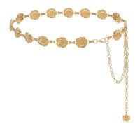Collana blu Gold Silver Color Rose Chain Belt Womens Fashion Metal Thin Shiny Flower Belts Female Jeans Dress Decoration Belt Collana in pelle (oro, taglia unica)