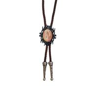 Collana Bolotie in finta pelle con cornice nera ciondolo in pietra western lunghezza regolabile cravatta da uomo, Length 100cm, Metallo
