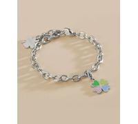 Collana bracciale ciondolo quadrifoglio Sagapo acciaio smaltato Happy S'agapo