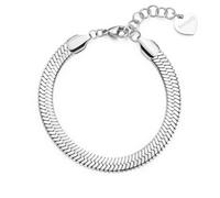 Collana Bracciale Maglia Snake Piatta Larga Set Acciaio S'Agapo Donna Sagapo