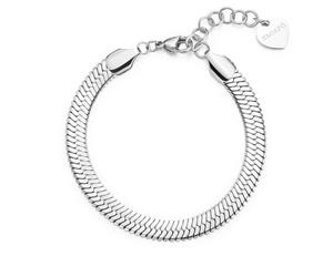 Collana Bracciale Maglia Snake Piatta Larga Set Acciaio S'Agapo Donna Sagapo