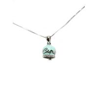 Collana Capri pendente campanella 2cm argento swarovski smalto celeste campana