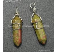 Collana catena argento con filo Reiki Chakra a punta esagonale pietre prezios...