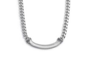 Collana catena cuban con catena snake piatta centrale