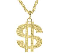 Collana Catena Dorata con Simbolo Dollaro, soldi $