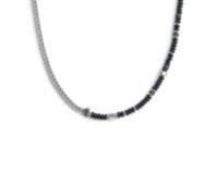 Collana catena fish bone con dischetti di onice nera e pietra lavica