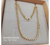 Collana, Catena, Girocollo Spessore 2.2 mm In Oro Giallo 750 18 Kt Lunga 48 Cm