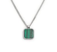 Collana catena grumetta con piastrina quadrata pendente