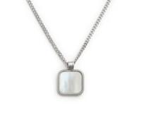 Collana catena grumetta con piastrina quadrata pendente