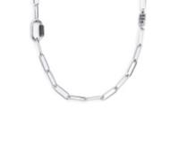 Collana catena maglia larga diamantata con elemento ovale al centro in black oil