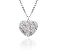 Collana Catena Maglione Donna Gioielli Ciondolo Necklace Ciondolo Collane con Cuore in Cristallo Rosso Grande Ciondolo in Cristallo Brillante con Catena Lunga Gioielli da Sposa per Donna