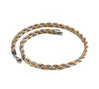 Collana Catena Oro, Catenina Uomo Acciaio 50cm 5mm Style Simple Et Élégant Hip Pop Rock Corda con Lobster Claw Clasps per Fidanzato Anniversario