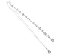 Collana Catena Schiena Lunga Ciondolo in Cristallo Argento Elegante | Stile Moda e Sposa, Staccabile, per Scollatura e Abito Nuziale, Look Raffinato, 18g