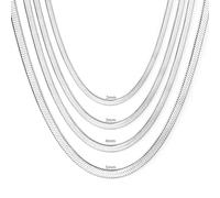 Collana Catena Serpente Piatta in Acciaio Inossidabile per Donna - Argento, Oro, Nero o Oro Rosa - Larghezza 2mm/3mm/5mm - Lunghezza 45-55cm - Confezionata in Scatola Gioielli (Argento 2mm, 45)