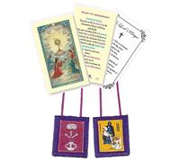 Collana cattolica con scapolari viola, biglietto laminato di preghiera per benedizione, preghiera del Signore - Scapolare viola della benedizione e protezione tema Scapularios Catolicos set di 3