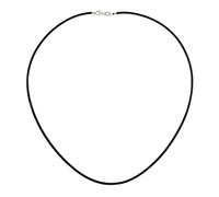 Collana caucciù nero finali argento lunghezza 42 cm adatta uomo donna bambino