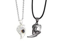 Collana cava, sole, luna, cuore, ciondolo, collana magnetica per uomo e donna, coppia, gioielli, regalo, taglia unica, agata, Taglia unica, Agata
