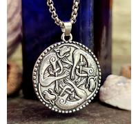 Collana Celtica Gatto Ciondolo Tripla Kells Trinità Gatti Catena 24" Gioielli...