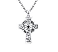 Collana celtica in argento 925 Collana a croce ViKing Ciondolo a croce celtica Catena di nodi celtici Ciondolo d'epoca Gioielli amuleto per uomini Ragazzi Figlio Uomini Signore