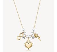 Brosway Collana Donna con Perle e Cristalli, Ciondolo a Cuore in Oro, Catena Elegante BHKN184