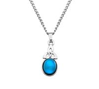 Collana Charm Amuleto Con NODO CELTICO TRINITY Pietra Umore Ovale 16"