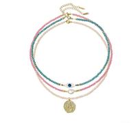 Collana che mescola perle d'acqua dolce e per perline di cristallo per contrasto equilibrato nel tono e proprietà di riflessione della luce (N2612-Y07)