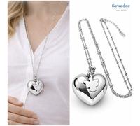 Collana chiama angeli in acciaio catena lunga cuore con angelo suono angelico