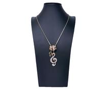 Collana Chiave di Violino Anelli Strass Moda Donna Elegante Brillante Oro